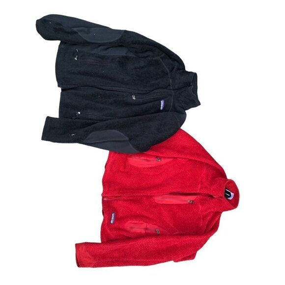BUNDLE of 2 Patagonia Fleece Jacket Sweaters - Red and Black - BROKEN ZIPPERS - Picture 10 of 16